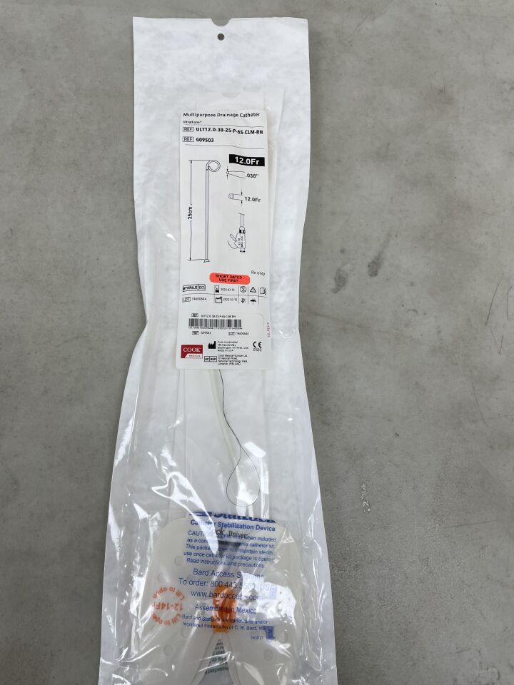 G09503 - COOK - Multipurpose Drainage Catheter - Ultrathane - ULT12.0-38-25-P-6S-CLM-RH - 12Fr x .038" x 25cm, (EA) - ( Expiry Date: 2025-12-05 )