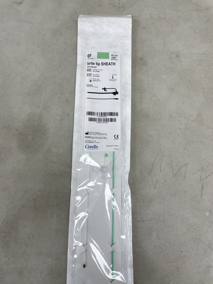 401-635M - CORDIS - Brite Tip SHEATH Introducer - 6Fr x 35cm x .035", (EA) - ( Expiry Date: 2025-05-22 )