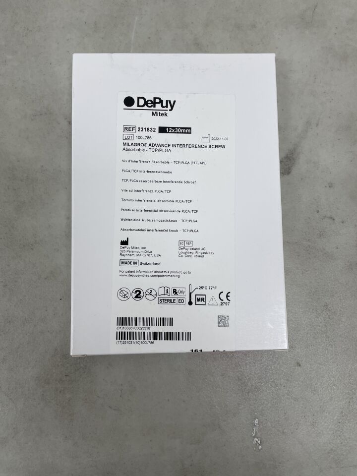 231832 - DEPUY - Milagro Advance Interference Screw 12 x 30mm, (BX/1) - ( Expiry Date: 2025-12-31 )
