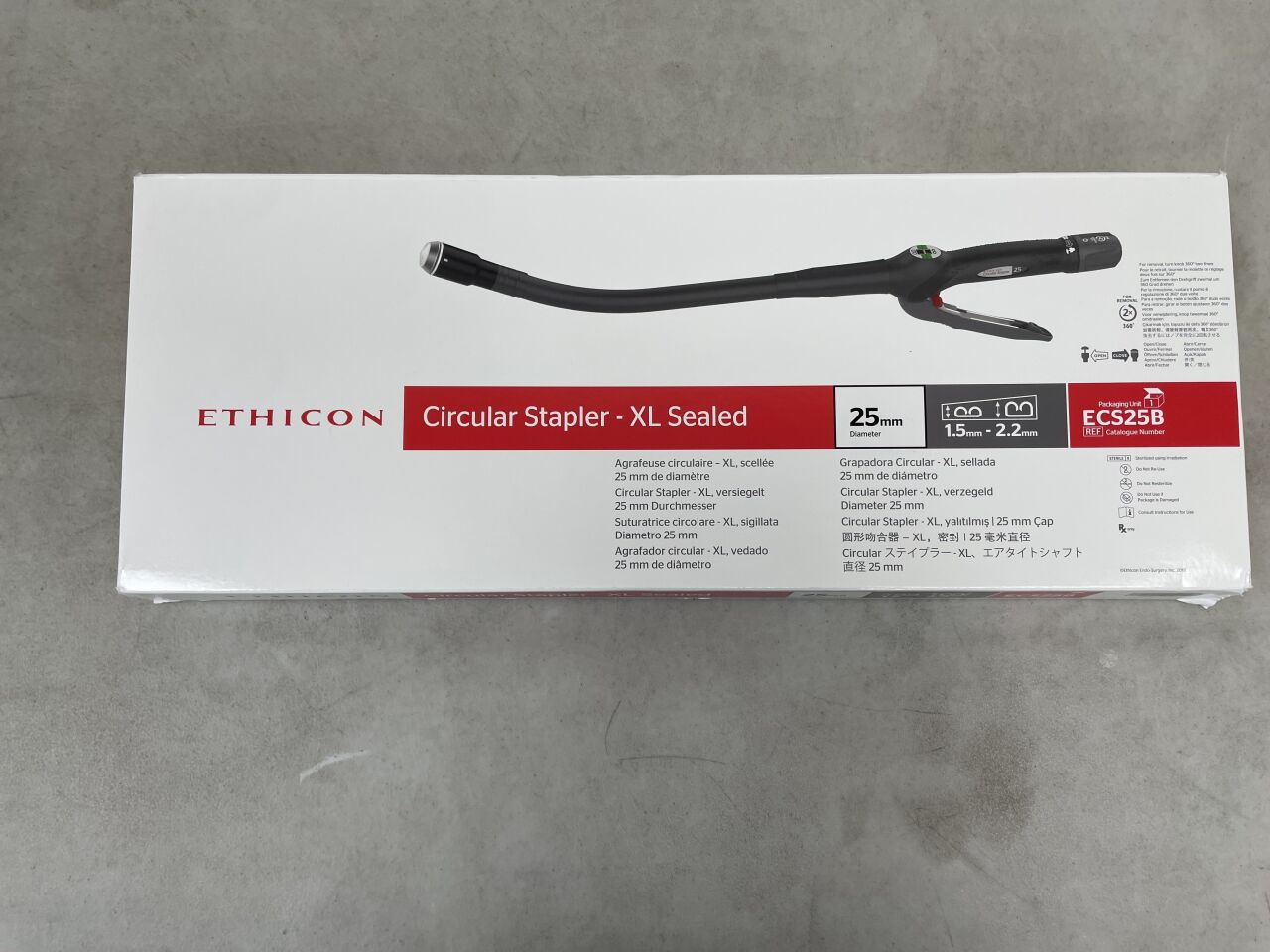 ECS25B - ETHICON - Ethicon XL Sealed Circular Stapler, 25 mm dia. x 37 cm Length, 5.2 mm Open Staple Leg Length, (BX/1) - ( Expiry Date: 2025-12-20 )