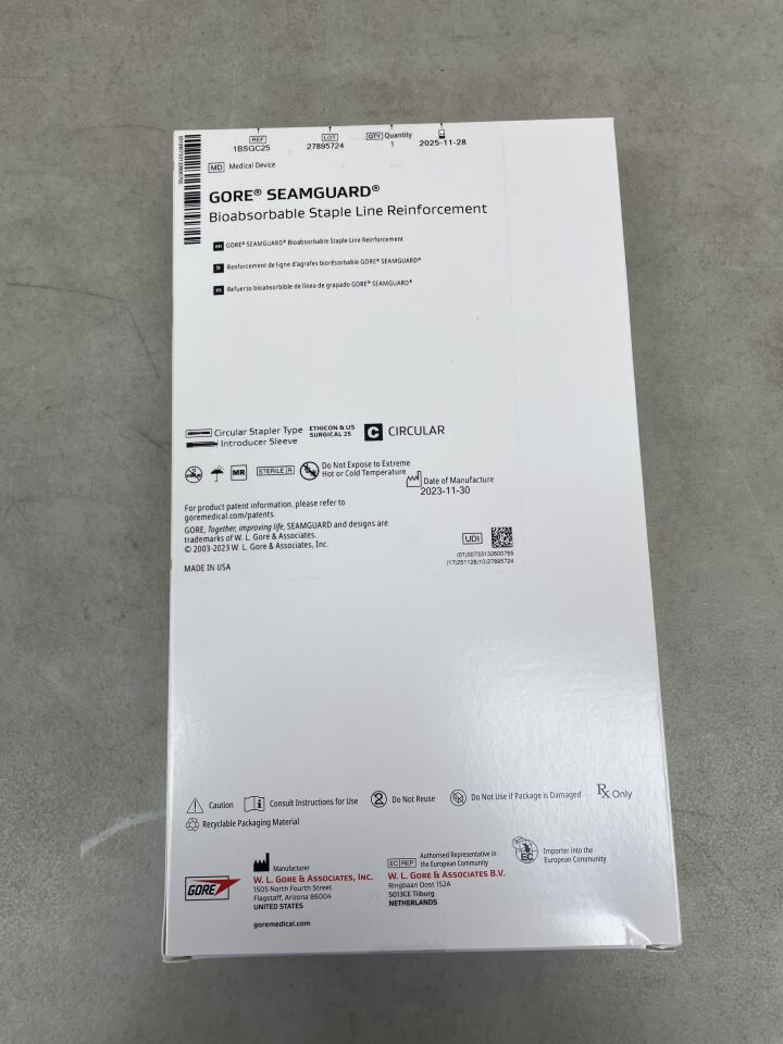 1BSGC25 - GORE - Seamguard Staple Line Reinforcement, Circular Stapler Type, Introducer Sleeve, Ethicon and US Surgical 25 , (BX/1) - ( Expiry Date: 2025-08-31 )