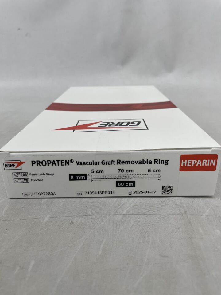 HT087080A - GORE - Propaten ePTFE-Heparin Vascular Graft: 8mm x 80cm Thin Wall, Removable Rings (70cm), (BX/1) - ( Expiry Date: 2022-03-19 )