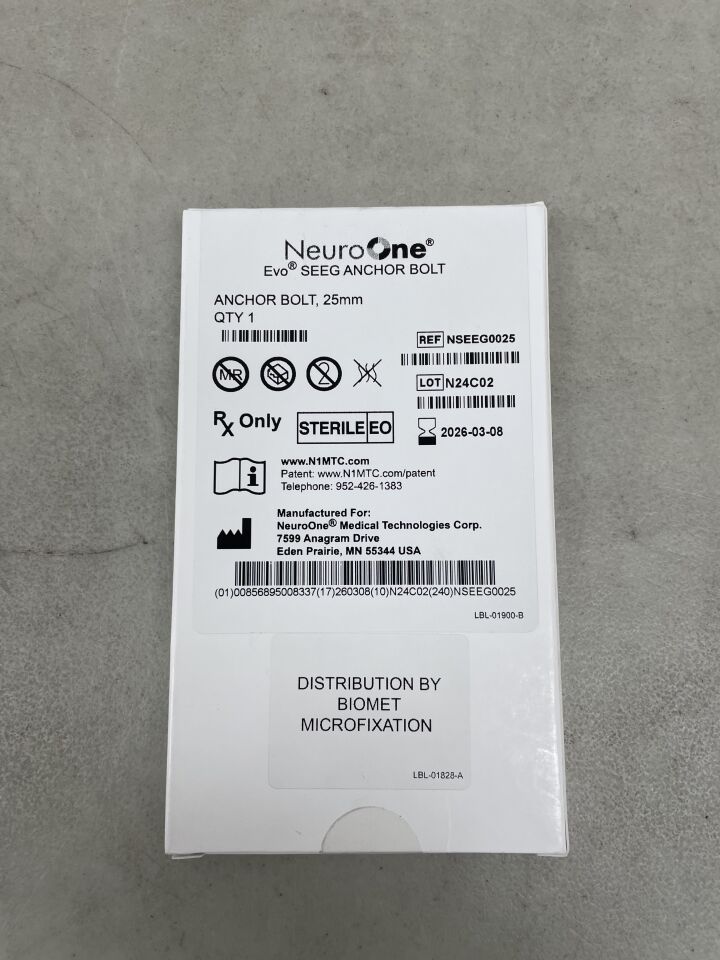 NSEEG0025 - NEUROONE MEDICAL - NeuroOne Evo SEEG Anchor Bolt, 25mm, (BX/1)