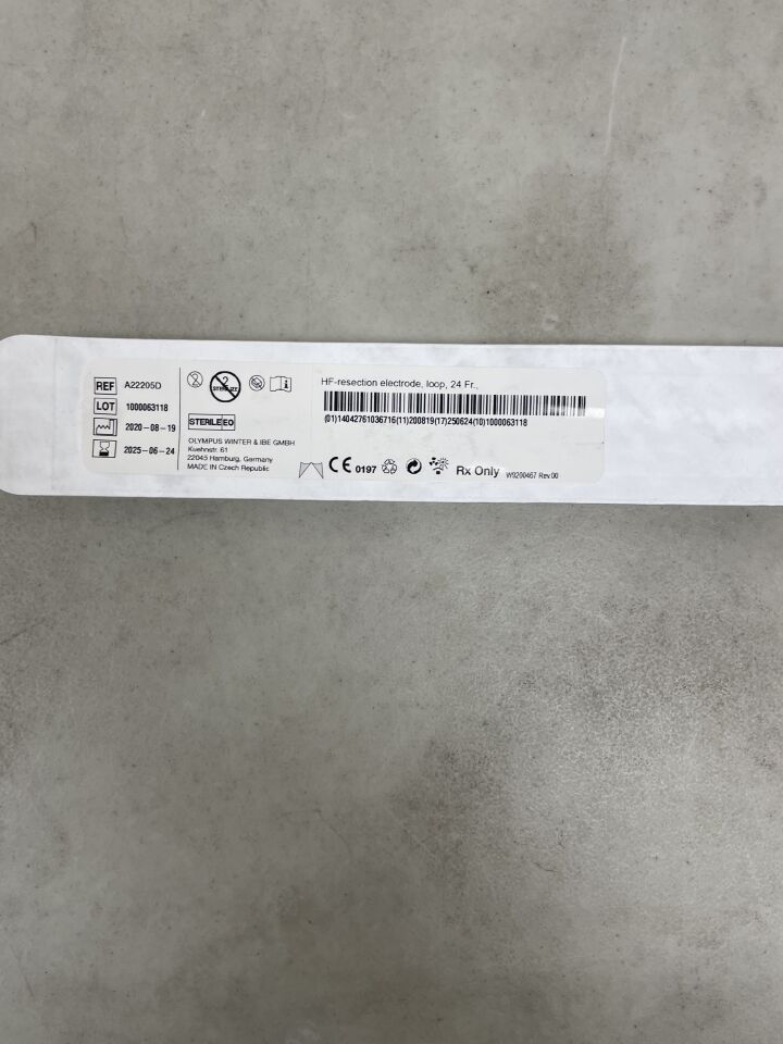 A22205D - OLYMPUS - HF Resection Electrode, Loop 24 Fr Size, 0.2 mm Wire, 30 Degree Angle, () - ( Expiry Date: 2025-11-29 )