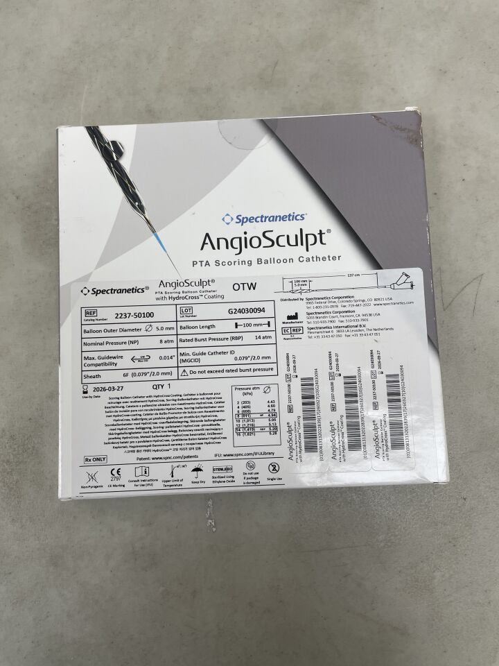 2237-50100 - SPECTRANETICS - AngioSculpt PTA Scoring Balloon Catheter 5.0mm x 100mm x 137cm x 0.014", (BX/1) - ( Expiry Date: 2025-11-27 )