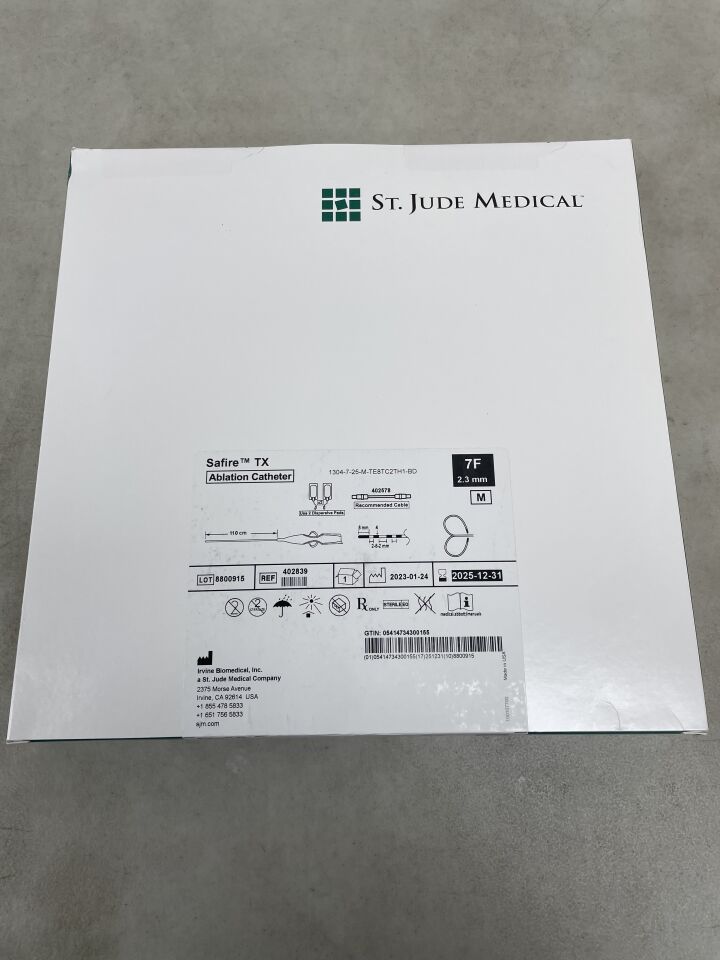 402839 - ST JUDE MEDICAL - Safire TX Ablation Catheter - 2-5-2mm - Medium Curve - 7Fr x 110cm, (BX/1) - ( Expiry Date: 2025-09-13 )