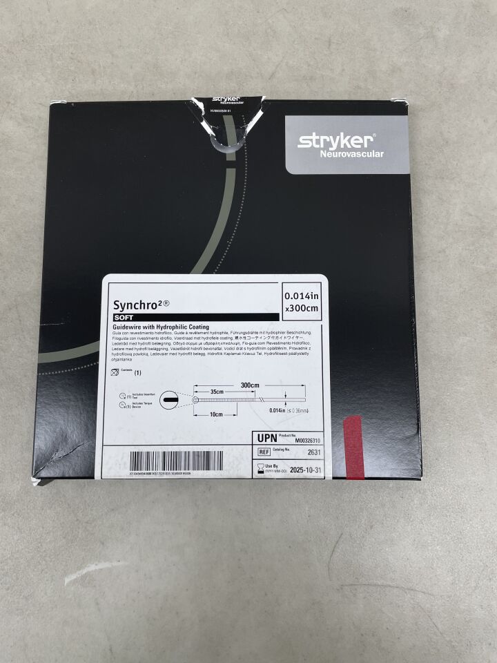 2631 - STRYKER - Synchro 2 Soft Guidewire with Hydrophilic Coating Stryker Neurovascular -.014'' x 300cm, (BX/1) - ( Expiry Date: 2025-12-30 )