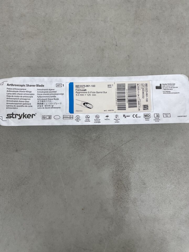 0375-951-100 - STRYKER - Formula 5.0mm Barrel Bur 6-Flute, (EA) - ( Expiry Date: 2025-08-25 )