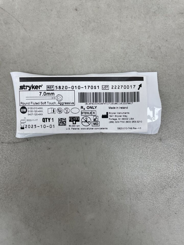 5820-010-170S1 - STRYKER - 7.0mm Round Fluted Soft Touch, Aggressive, (EA) - ( Expiry Date: 2025-12-19 )
