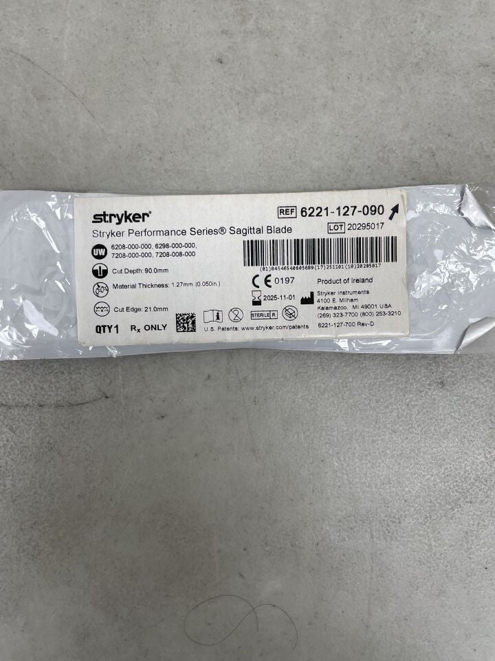 6221-127-090 - STRYKER - System 6 Sagittal Blade: 21mm x 90mm x 1.27mm, (EA)