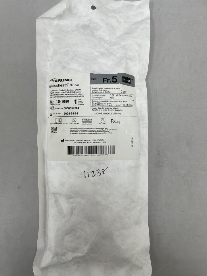 15-1050 - TERUMO - GlideSheath Nitinol AWP 5F x 10cm, 21G, (EA) - ( Expiry Date: 2025-12-31 )