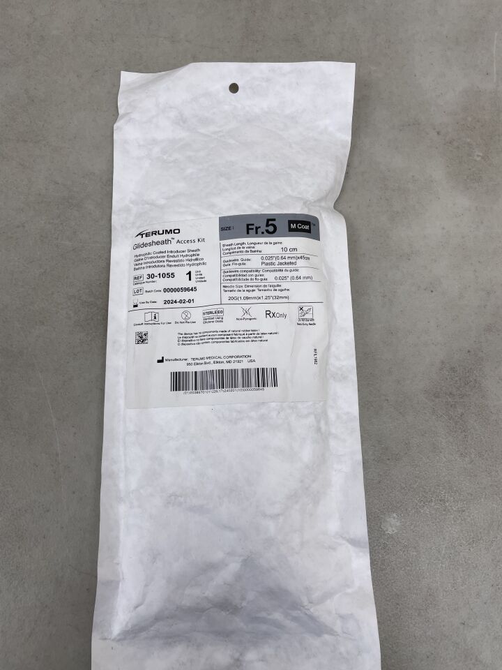 30-1055 - TERUMO - GlideSheath Introducer Sheath Access Kit w/0.025" x 45cm Guidewire 5F x 10cm, 20G, (EA) - ( Expiry Date: 2024-12-31 )