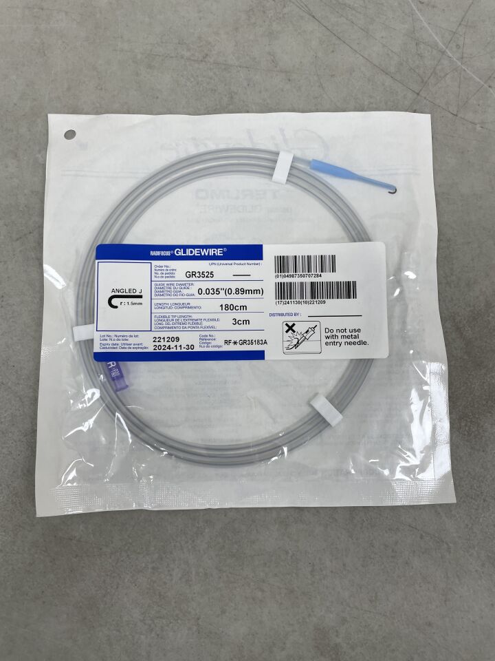 GR3525 - TERUMO - Radifocus Glidewire - Angled J - .035" x 180cm x 3cm, (EA) - ( Expiry Date: 2025-11-17 )