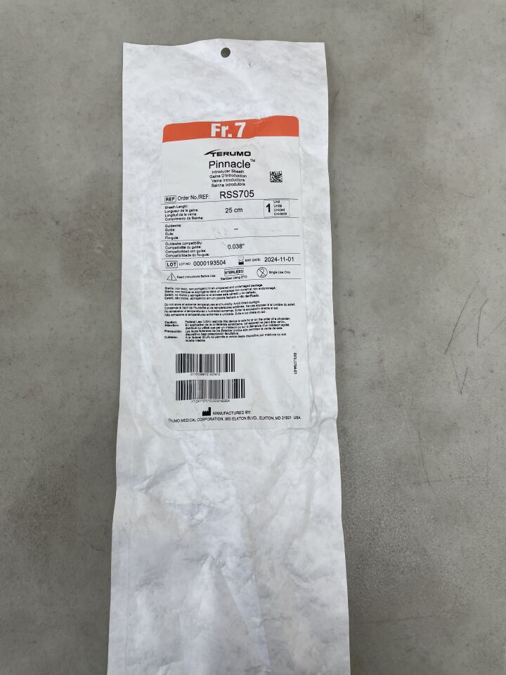 RSS705 - TERUMO - Pinnacle Peripheral Introducer Sheath 7F x 25cm, (EA) - ( Expiry Date: 2025-08-16 )