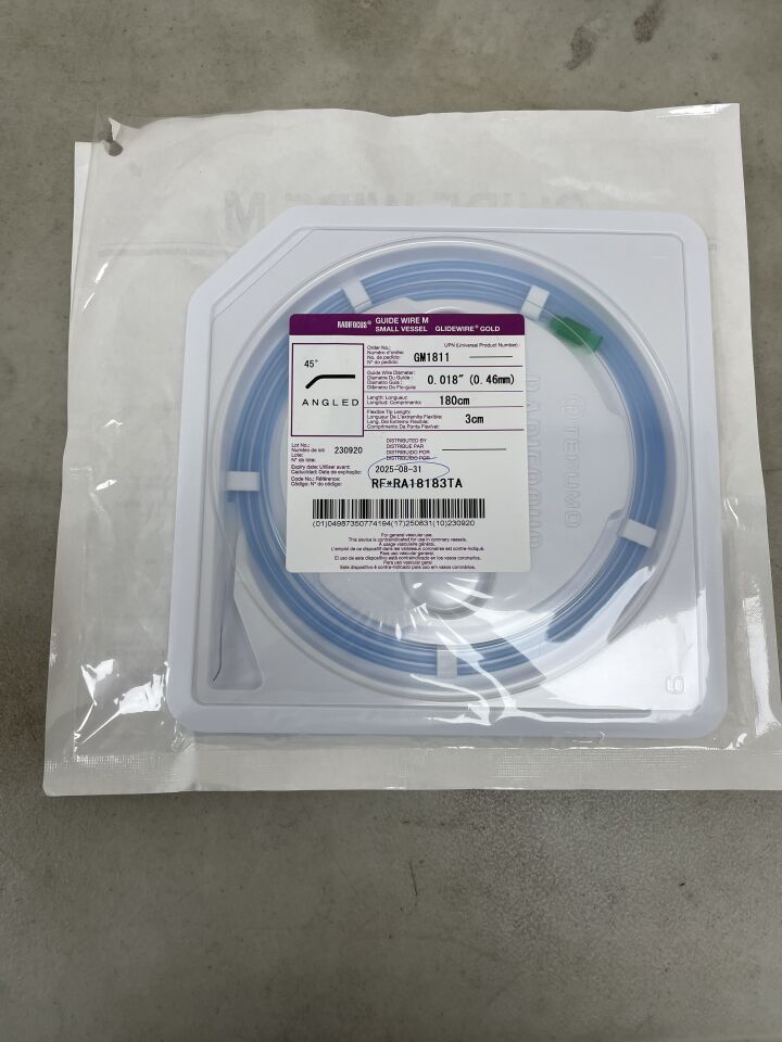 GM1811 - TERUMO - Radifocus Guide Wire M - Small Vessel Glidewire Gold - 45 Degree Angled - .018" x 180cm x 3cm, (EA) - ( Expiry Date: 2025-10-31 )