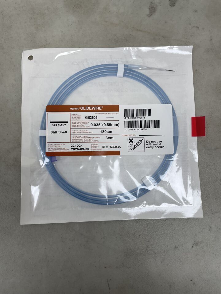 GS3503 - TERUMO - Radifocus Glidewire - Straight Stiff Shaft - .035" x 180cm x 3cm, (EA) - ( Expiry Date: 2025-12-01 )