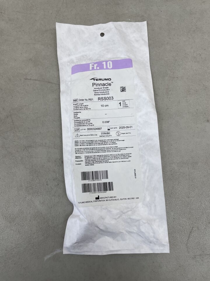RSS003 - TERUMO - Pinnacle Peripheral Introducer Sheath 10F x 10cm, (EA) - ( Expiry Date: 2025-11-14 )
