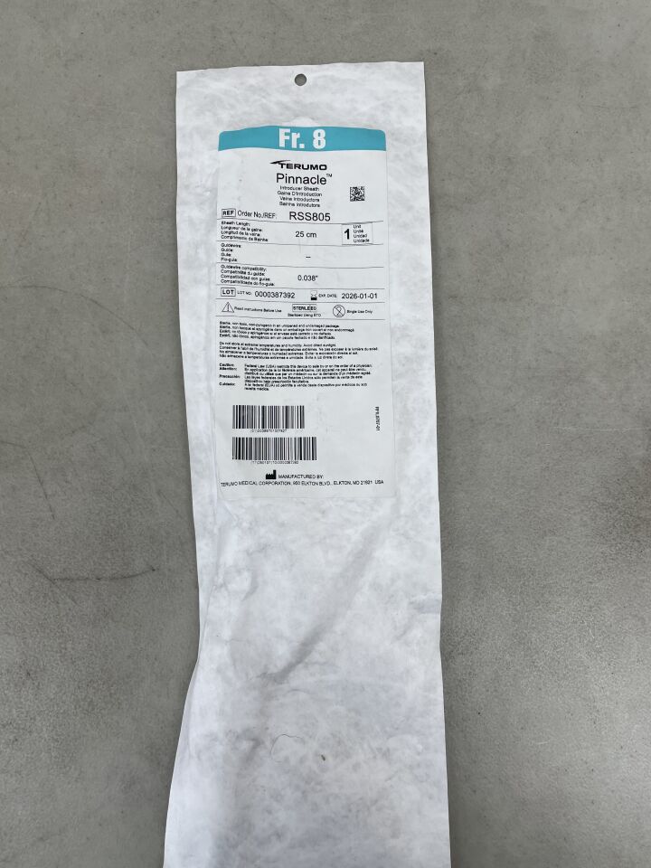 RSS805 - TERUMO - Pinnacle Introducer Sheath, 8Fr X 25cm length, () - ( Expiry Date: 2025-11-01 )