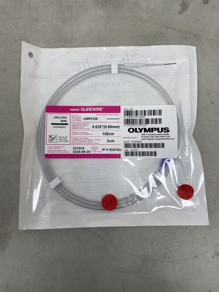 UWR1035 - TERUMO - Radifocus Glidewire Straight, Urologic Wire - .035" x 150cm x 3cm, (EA) - ( Expiry Date: 2025-10-01 )