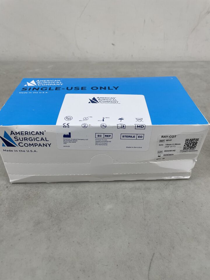 60-07  -  AMERICAN SURGICAL  -  Ray-Cot, 13 x 25mm , ( BX/20 )  -  ( Expiry Date : 2029-08-31 )
