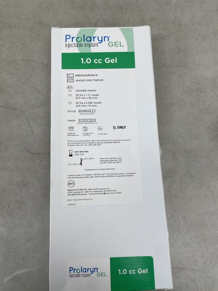 8602M0K5 - MERZ - Prolaryn Injectable Implant 1.0cc Gel, (BX/1) - ( Expiry Date: 2026-12-07 )