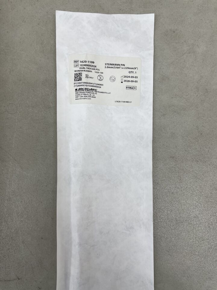1620-1109 - MICRO-AIRE - Steinmann Pin Dual Trocar Points, 2.0mm x 229mm, (EA) - ( Expiry Date: 2028-09-05 )