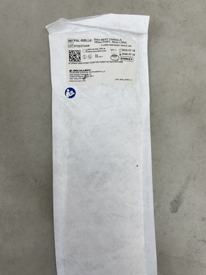 PAL-508LLB - MICRO-AIRE - Flared Mercedes Bent cannula, 5mm, 10mm slot, 30cm long, (EA) - ( Expiry Date: 2026-07-18 )