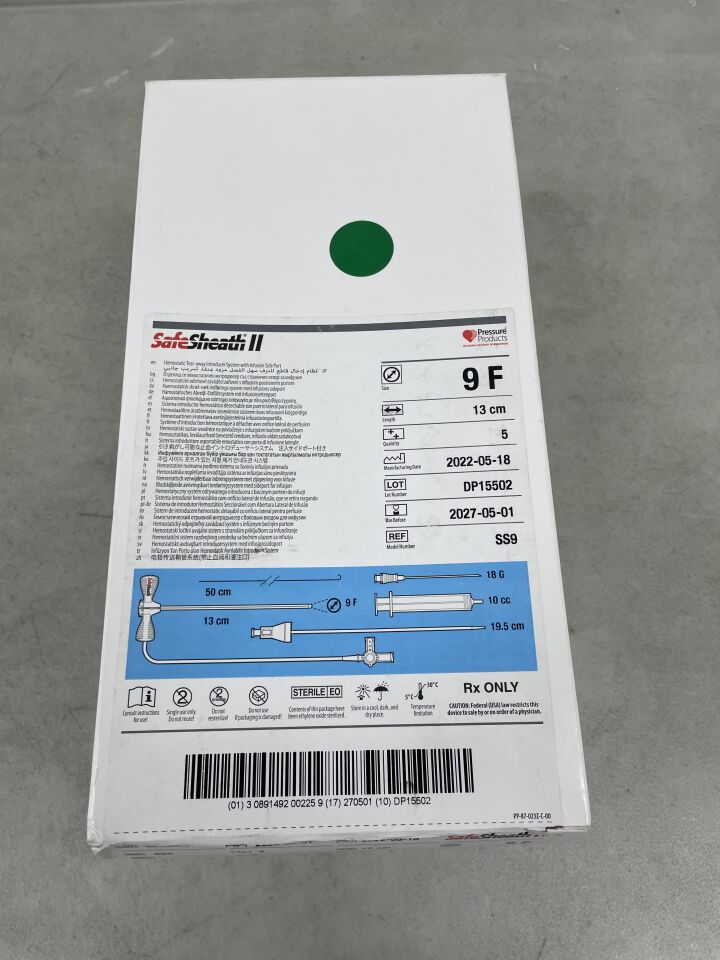SS9 - OSCOR - SafeSheath II Introducer System 9F x 13cm, (BX/5) - ( Expiry Date: 2027-05-01 )