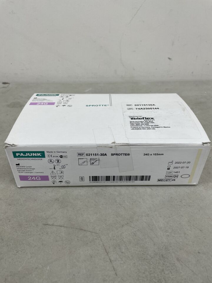 021151-30A - PAJUNK - Sprotte Spinal Needle, 24G x 103 mm, (BX/25) - ( Expiry Date: 2027-07-19 )