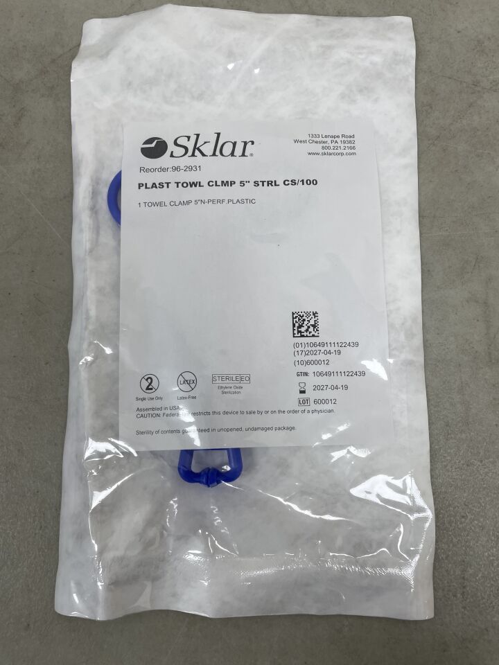 96-2931 - SKLAR - Sterile Plastic Towel Clamp, 5", (EA) - ( Expiry Date: 2027-04-19 )