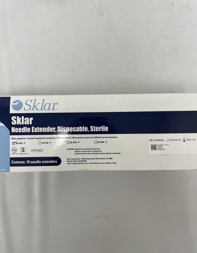 96-5190 - SKLAR - Disposable Needle Extenders - Needle Extender, Sterile, 3", (BX) - ( Expiry Date: 2028-12-31 )
