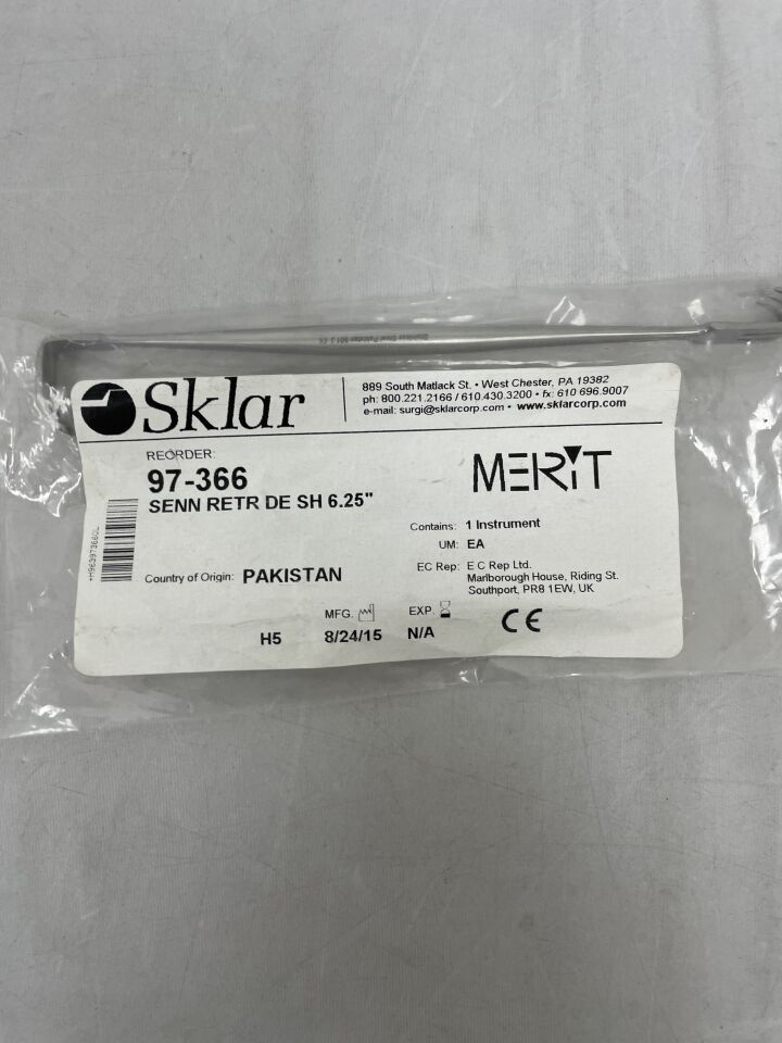 97-366 - SKLAR - retractor, senn, 3prong, d / e, sharp, 6 3/8", (EA) - ( Expiry Date: 2099-12-31 )