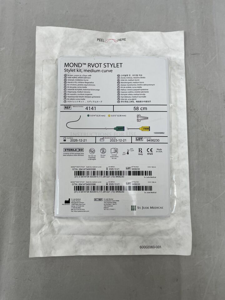 414158 - ST JUDE MEDICAL - Mond RVOT Stylet Kit, Medium Curve, 58cm, (EA) - ( Expiry Date: 2026-12-21 )