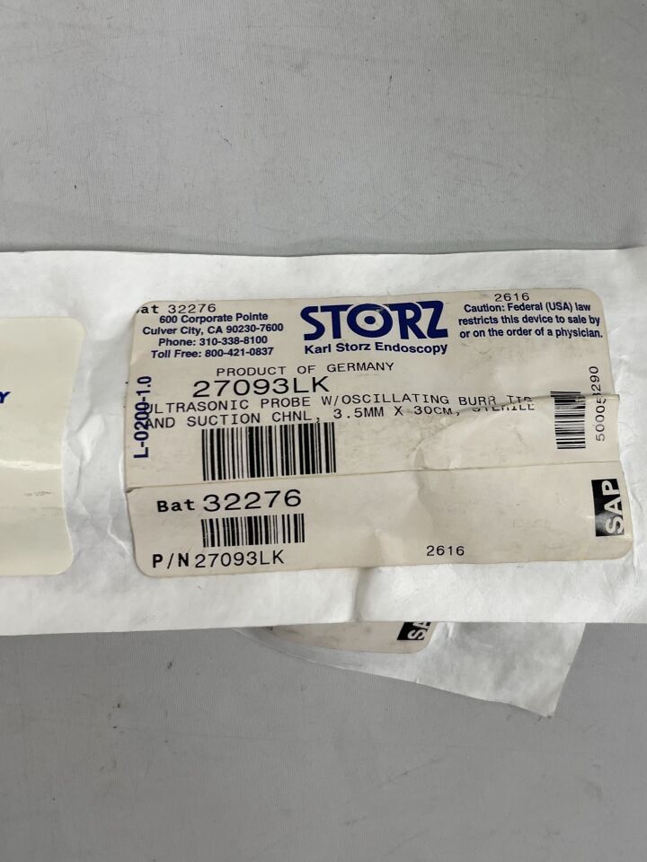 27093LK - STORZ - Ultrasonic Probe, 3.5mm diameter x  30cm, with oscillating tip and suction channel, (EA) - ( Expiry Date: 2099-01-01 )