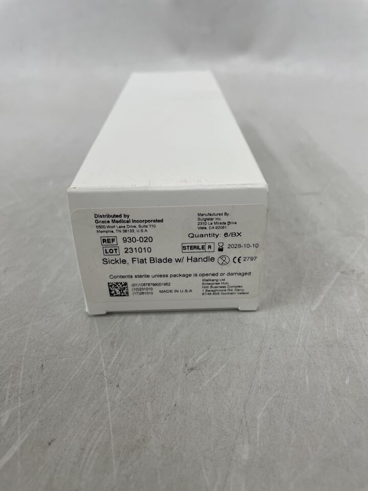 930-020 - SURGISTAR - Sickle Flate Blade with Handle , (BX/6) - ( Expiry Date: 2028-10-10 )