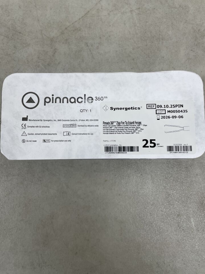 09.10.25PIN - SYNERGETICS - Pinnacle 360 25G Fine Tip Eckardt Forceps, (EA) - ( Expiry Date: 2026-09-06 )
