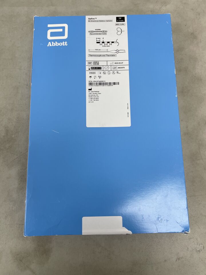 402810 - ABBOTT - Safire Bi-Directional Ablation Catheter - Thermocouple & Thermistor - 2-5-2mm - MED CURL - 7Fr x 115cm, (BX/1)