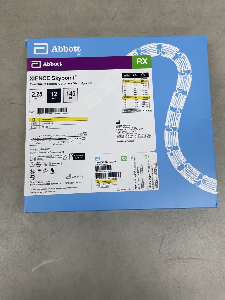 1804225-12 - ABBOTT - Xience Skypoint Everolimus Eluting Coronary Stent System - RX - 2.25mm x 12mm x 145cm, (BX/1) - ( Expiry Date: 2026-01-11 )