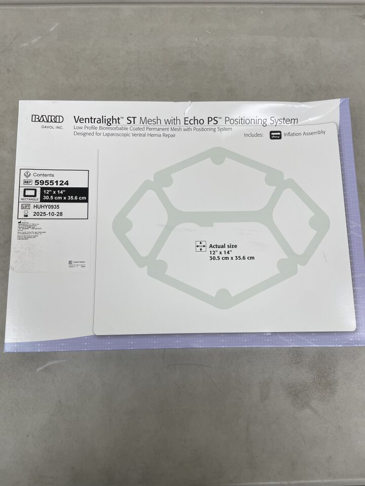 5955124 - BARD - Ventralight ST Mesh with Echo PS, 30.5 x 35.6cm, (BX/1) - ( Expiry Date: 2025-10-28 )
