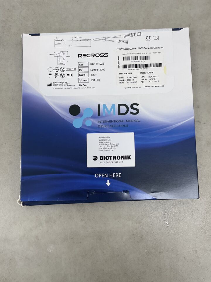 RC1414025 - BIOTRONIK - Recross OTW Dual Lumen Guidewire Support Catheter 140cm, (BX/1) - ( Expiry Date: 2025-12-31 )