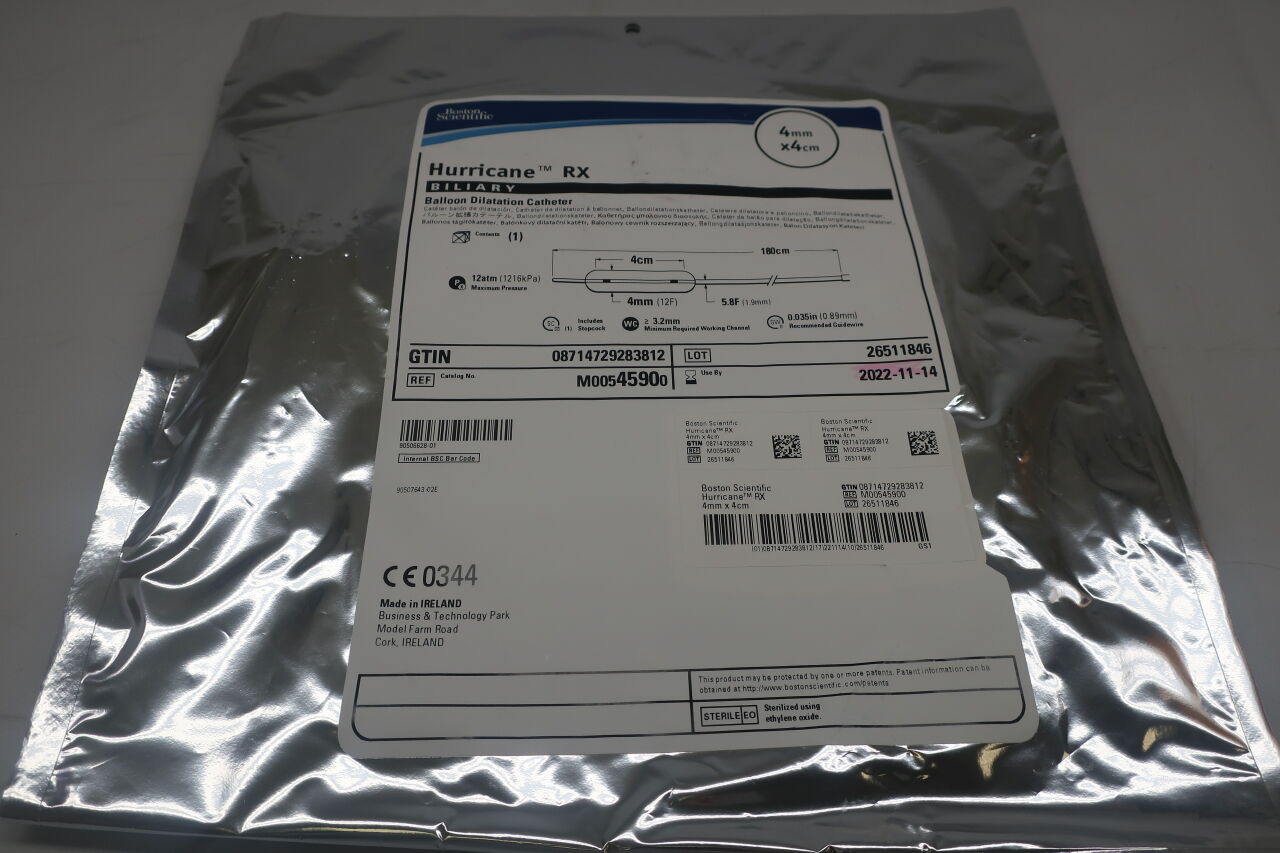 4590 - BOSTON SCIENTIFIC - Hurricane RX Balloon Dilatation Catheter, biliary, 4mm x 4cm ballon, 5.8F x 180cm, (EA) - ( Expiry Date: 2025-08-30 )