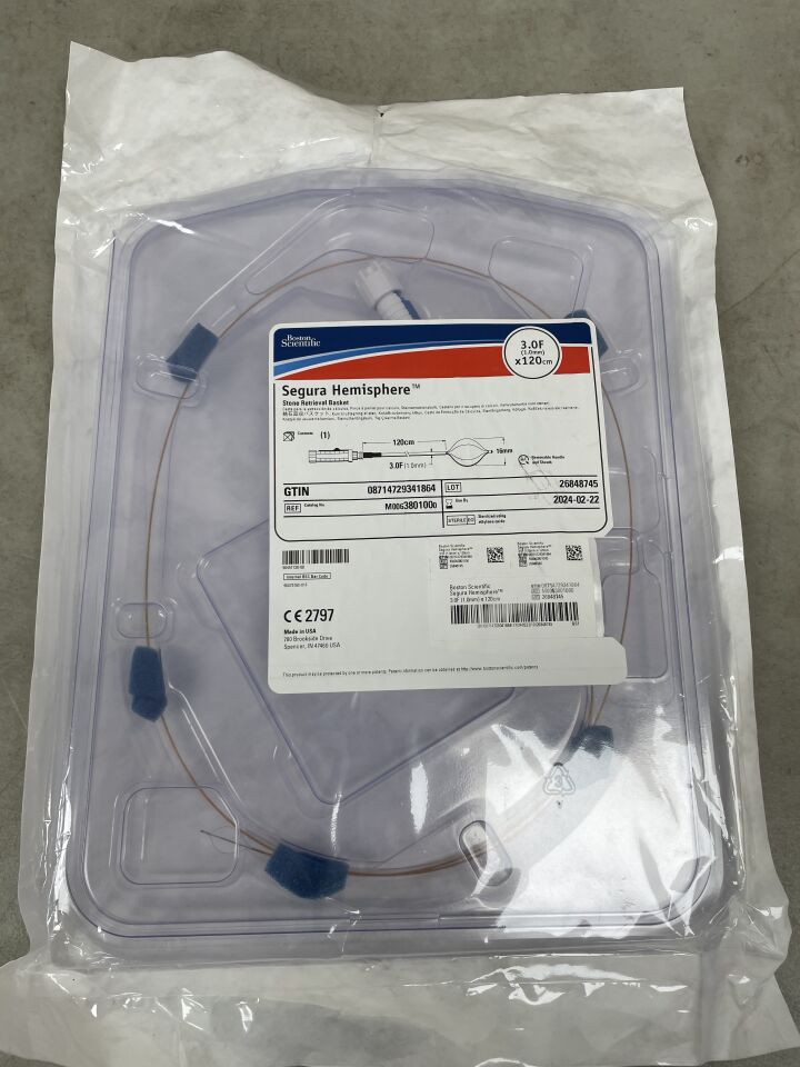 380100 - BOSTON SCIENTIFIC - Segura Hemisphere Stone Retrieval Basket - 3.0Fr x 120cm x 16mm, (EA) - ( Expiry Date: 2025-10-19 )