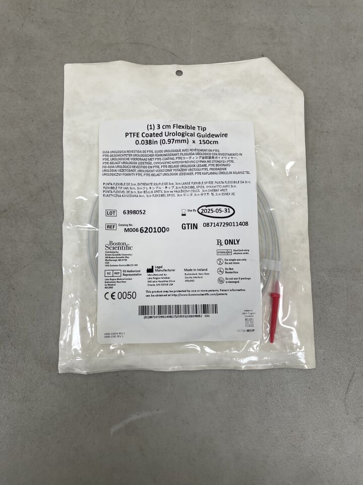 620100 - BOSTON SCIENTIFIC - PTFE Coated Urological Guidewire - Flexible Tip - .038" x 150cm, (EA) - ( Expiry Date: 2025-05-31 )