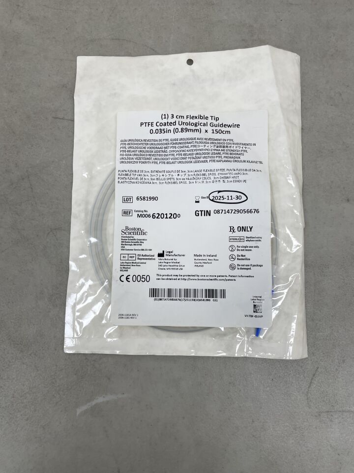 620120 - BOSTON SCIENTIFIC - PTFE Coated Urological Guidewire - Flexible Tip - .035" x 150cm, (EA) - ( Expiry Date: 2025-11-30 )