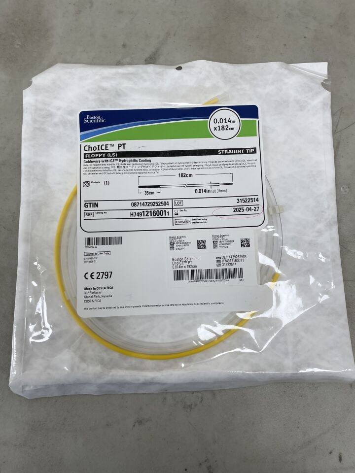 1216001 - BOSTON SCIENTIFIC - ChoICE PT Guidewire - ICE Hydrophilic Coating - Floppy (LS), Straight Tip - .014" x 182cm, (EA) - ( Expiry Date: 2025-04-27 )