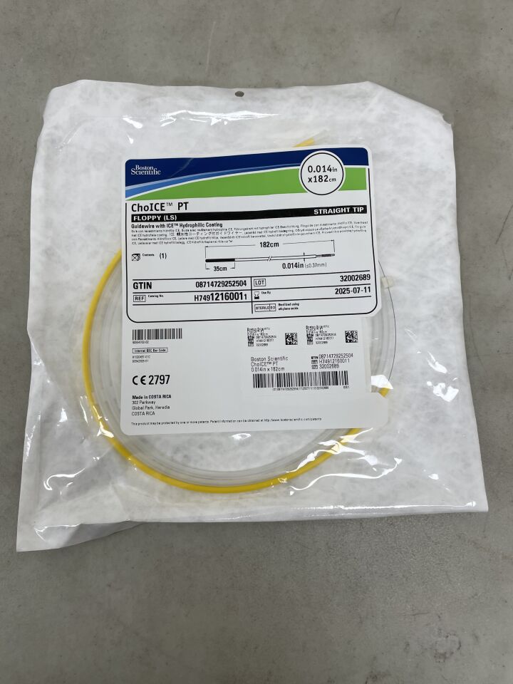 1216001 - BOSTON SCIENTIFIC - ChoICE PT Guidewire - ICE Hydrophilic Coating - Floppy (LS), Straight Tip - .014" x 182cm, (EA) - ( Expiry Date: 2025-07-11 )