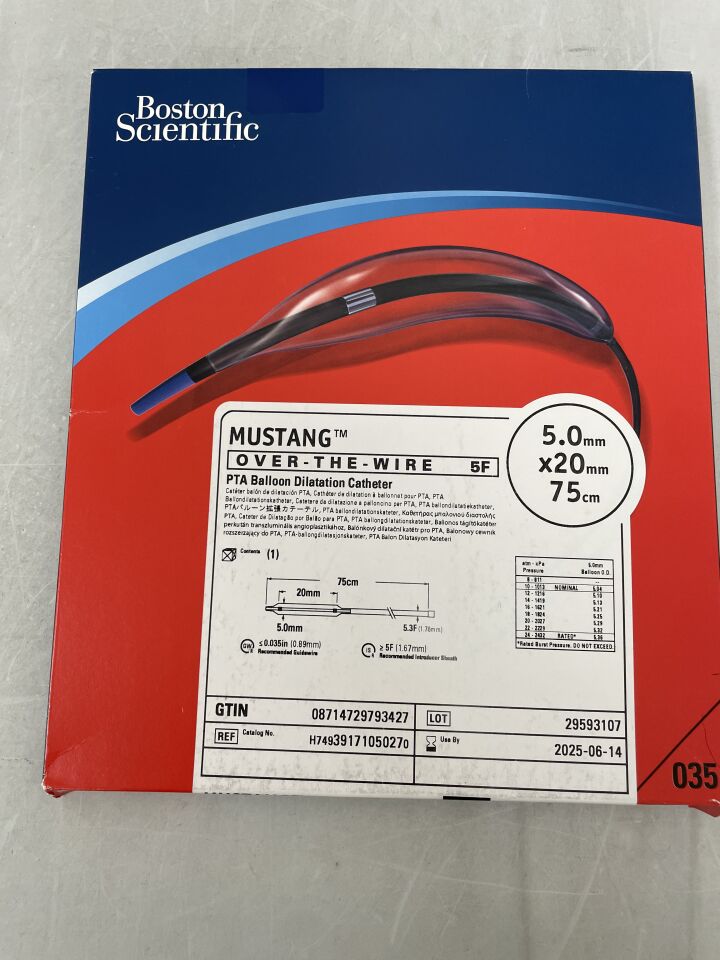 3917105027 - BOSTON SCIENTIFIC - Mustang OTW PTA Balloon Dilatation Catheter - 5.0mm x 20mm x 75cm, (BX/1) - ( Expiry Date: 2025-11-07 )