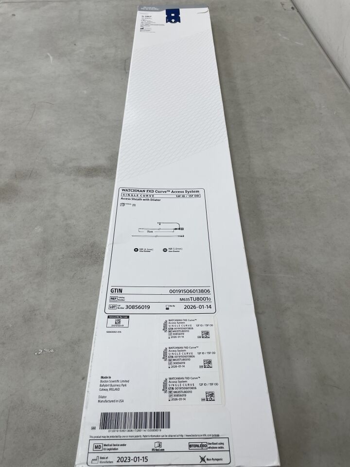 TU8001 - BOSTON SCIENTIFIC - WATCHMAN FXD Curve Access System - Access Sheath with Dilator - Single Curve - 12Fr x 75cm, (BX/1) - ( Expiry Date: 2026-01-14 )