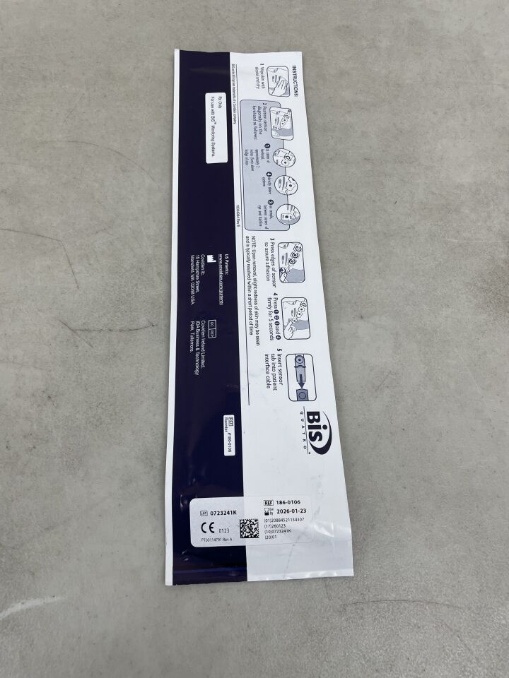 186-0106 - COVIDIEN - BIS Quatro XP Brain Monitoring Sensor, (EA) - ( Expiry Date: 2026-01-23 )