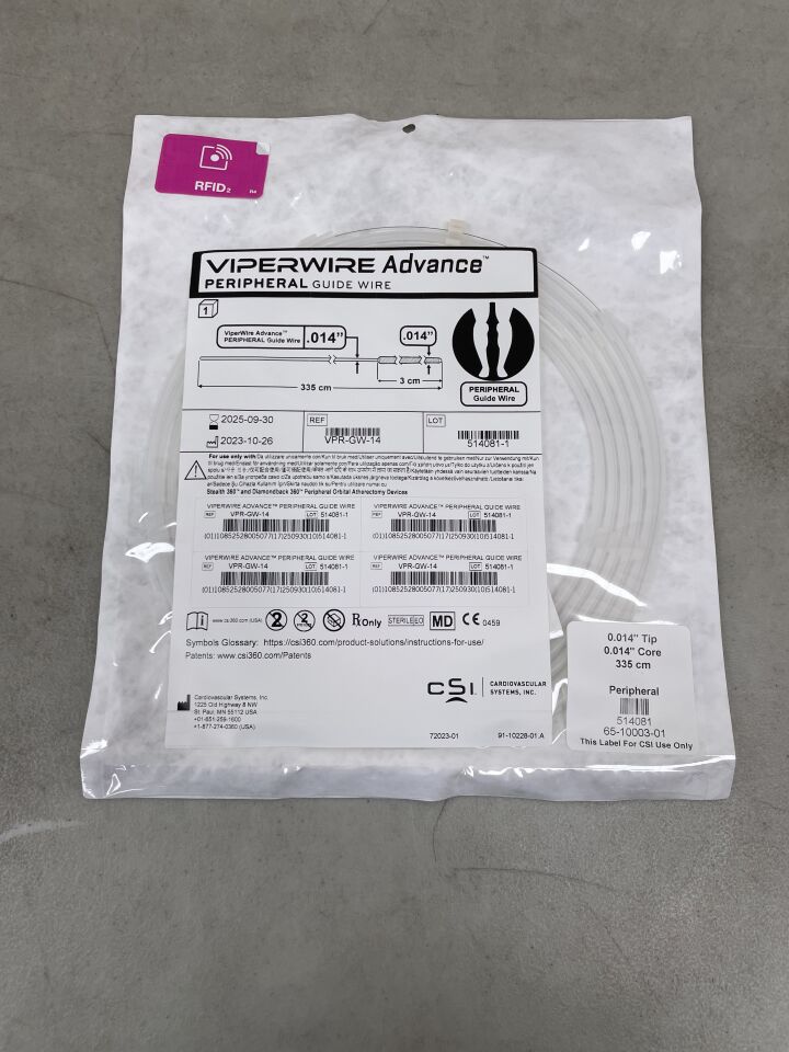VPR-GW-14 - CSI - Viperwire Advance Peripheral Guide Wire 0.014" x 0.014" x 335cm , (EA) - ( Expiry Date: 2025-09-30 )